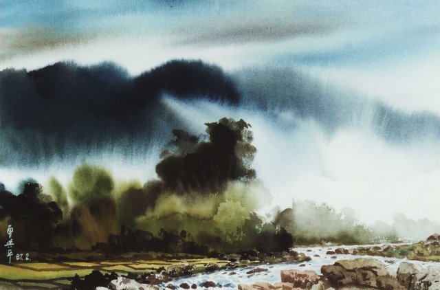 Z089 曾興平---玉里秀姑欒溪之美 水彩 4K 1998